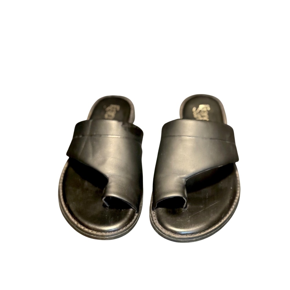 Franco Sarto Black Leather‎ Thong Slide Sandals Women's - Picture 5 of 6